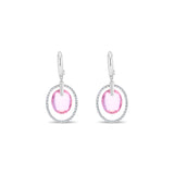 Pink Quartz Diamond Dangling Drop Earrings