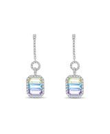 Lavender Quartz, Pink Amethyst & Blue Topaz Diamond Drop Earrings