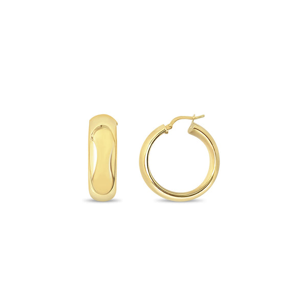 Classic 1 Inch Polished Wide Gold Hoops 14k Yellow Gold