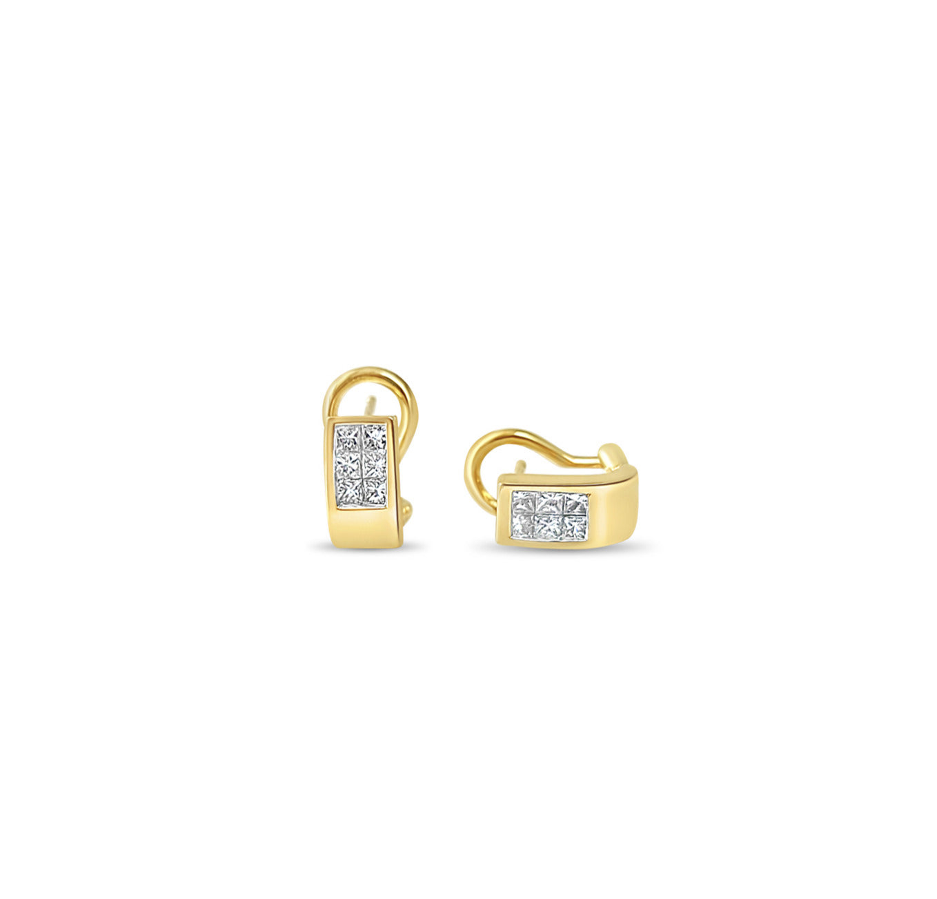 Princess Cut Diamond Huggies .50cttw 14k Yellow Gold