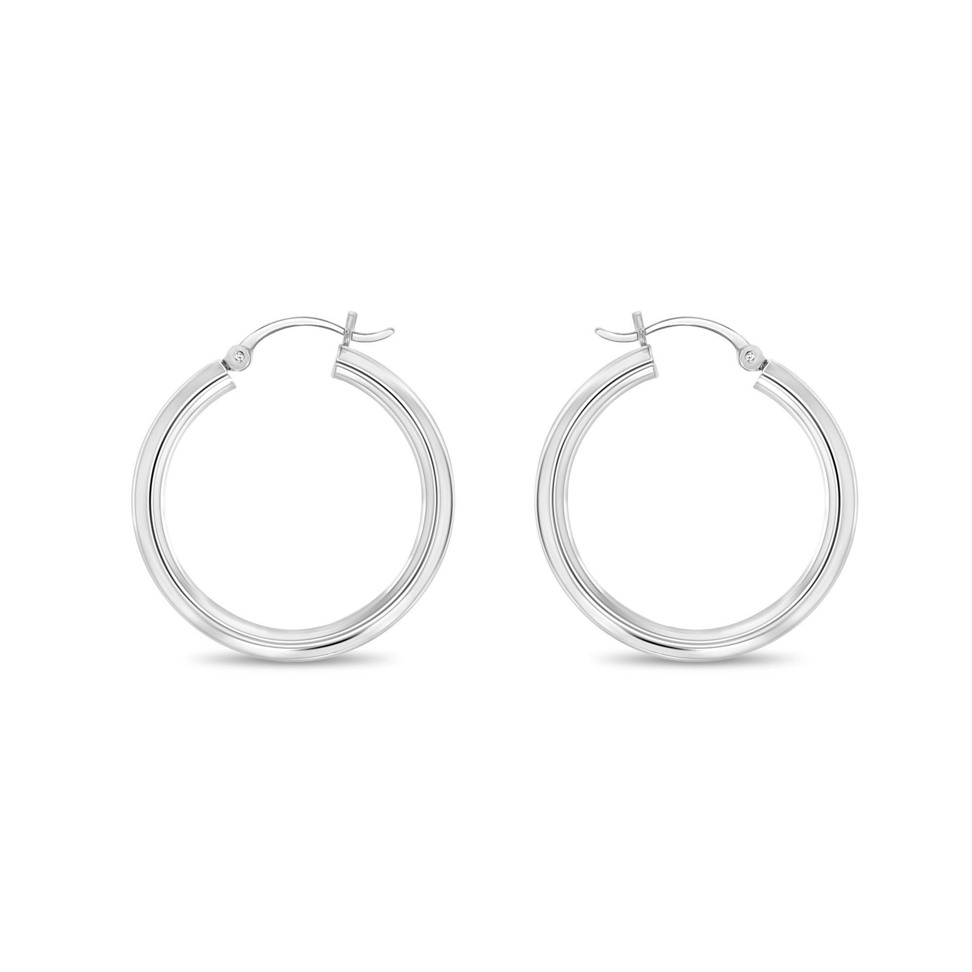 25MM or 30MMPolished 14k White Gold Hoops