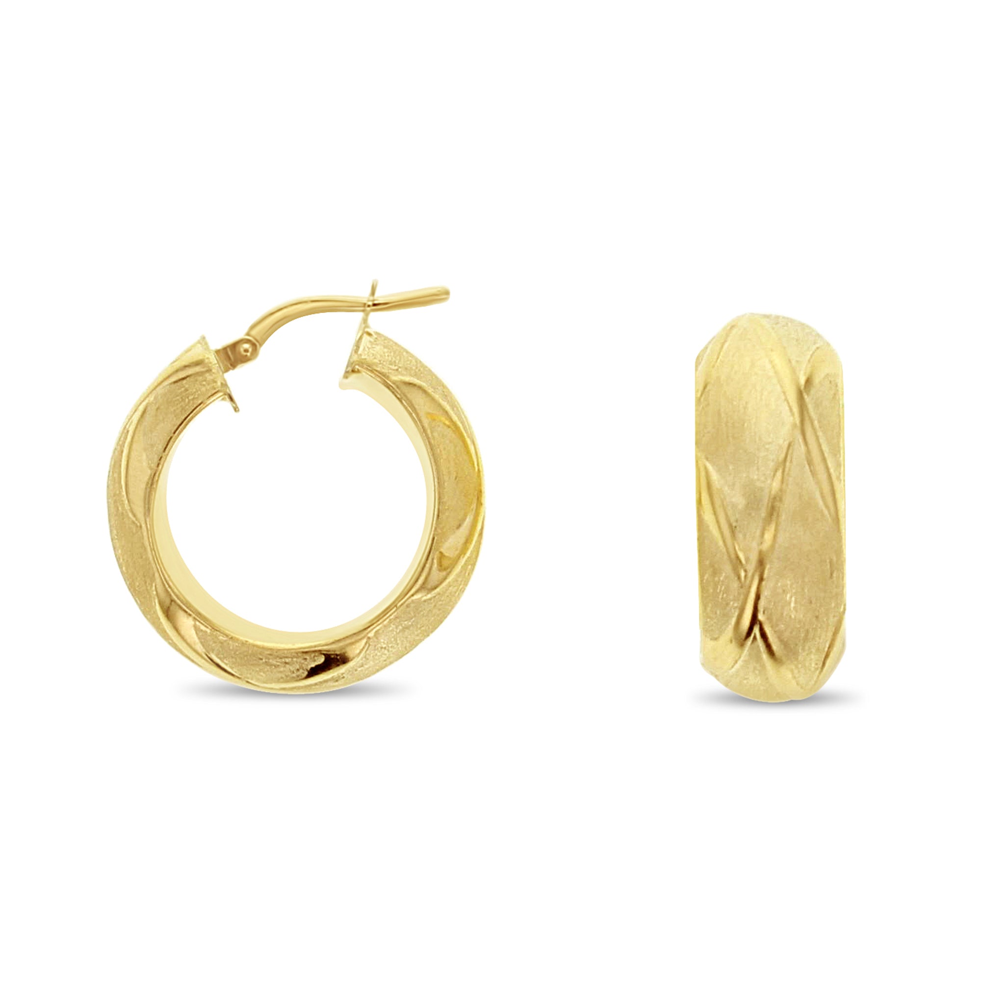 22MM Satin Finish 14k Yellow Gold Classic Hoops