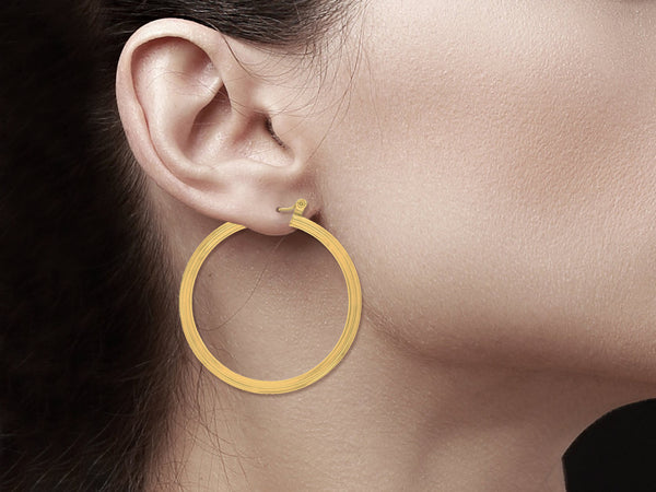 Polished Classic Thin 35mm 14k Yellow Gold Hoops