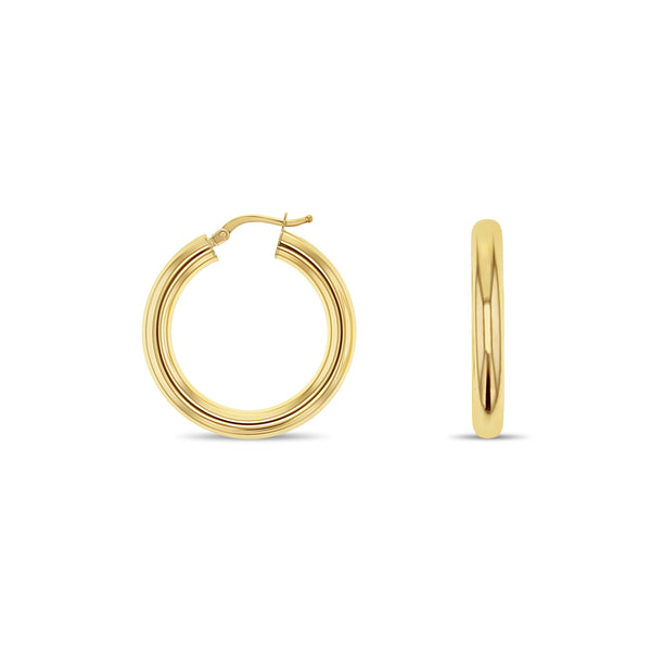 Small Gold Polished Hoops 28mm 14k Yellow Gold