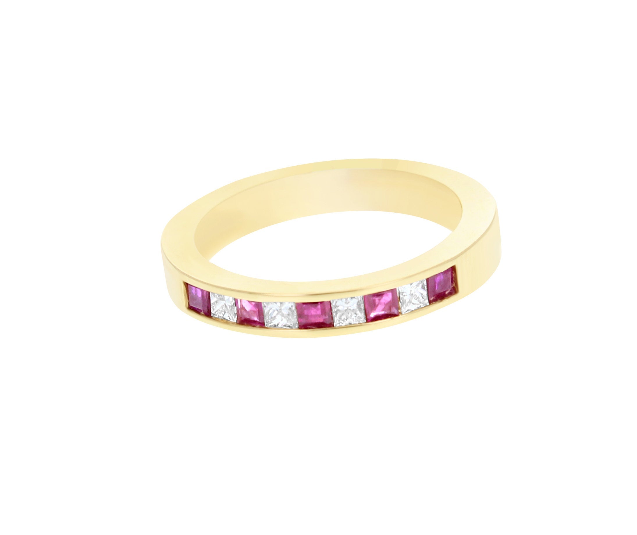 Ruby Diamond Channel Set Wedding Band .50cttw 14K Yellow Gold