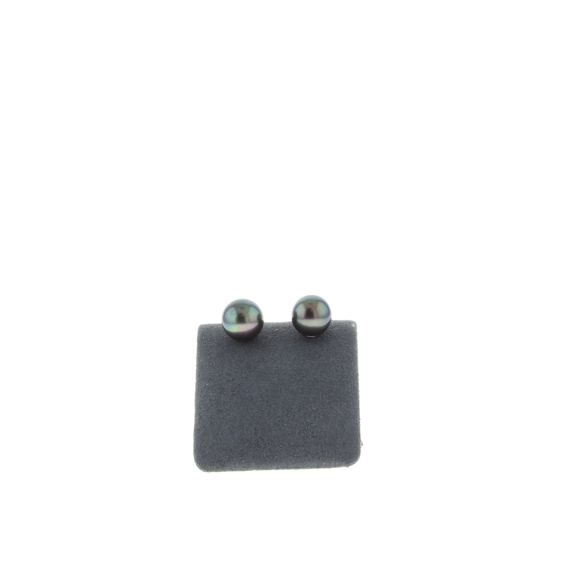 9MM Black Cultured Pearl Studs 14k White Gold