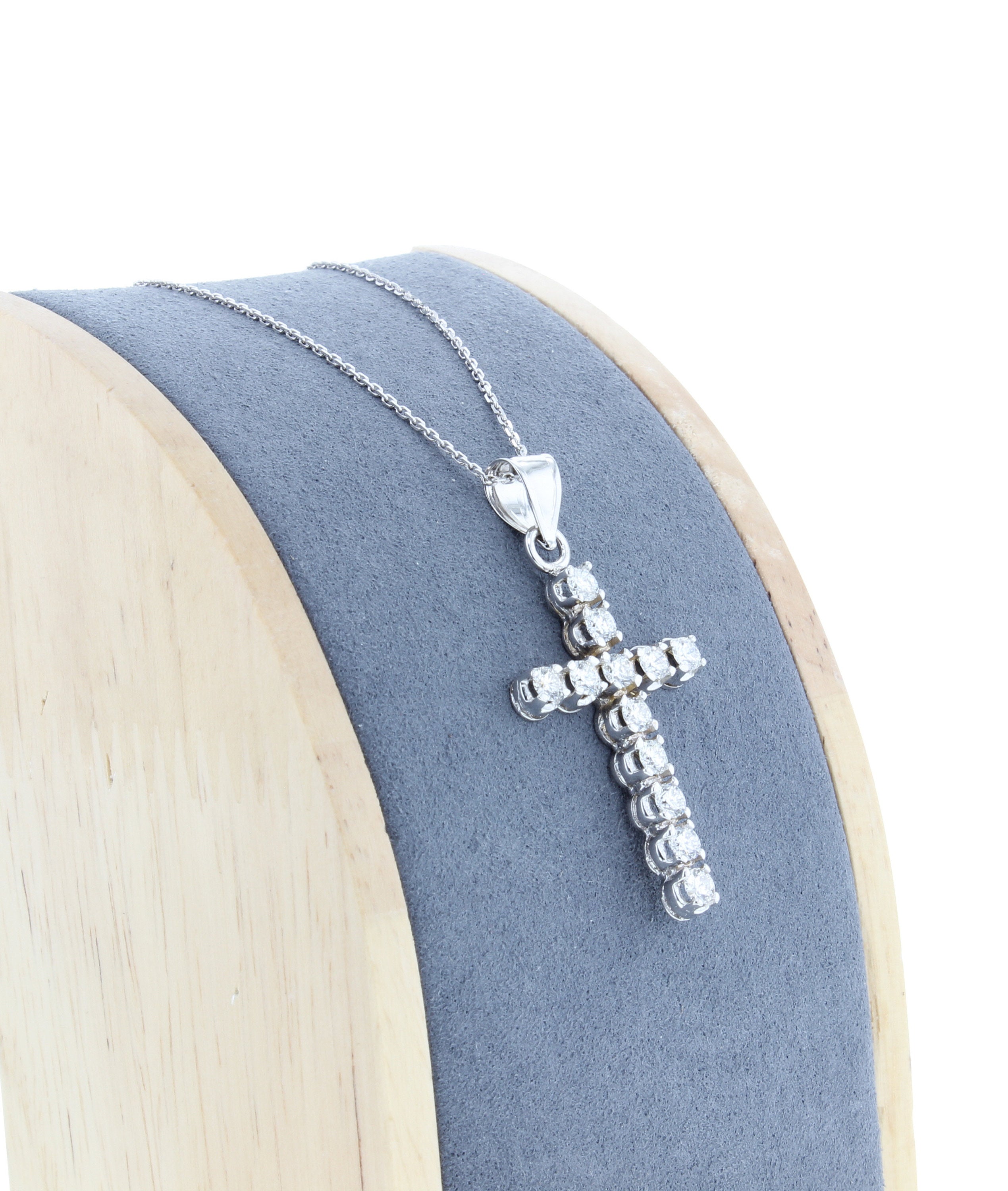 Diamond Cross Pendant 1.38cttw 14k White Gold