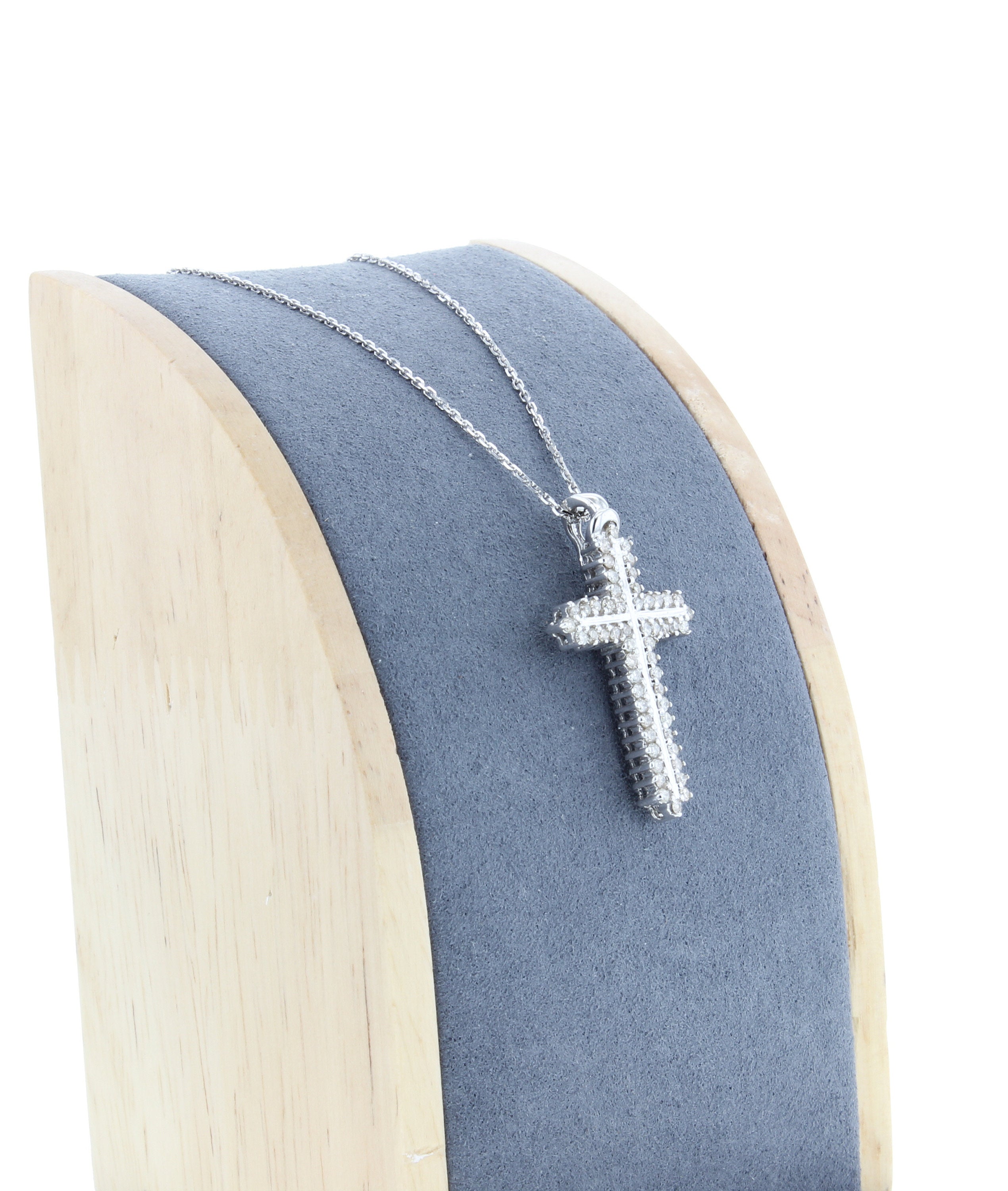 Diamond Cross Pendant .84cttw 14k White Gold