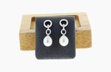 Freshwater Pearl Diamond Drop Earrings .19cttw 14k White Gold