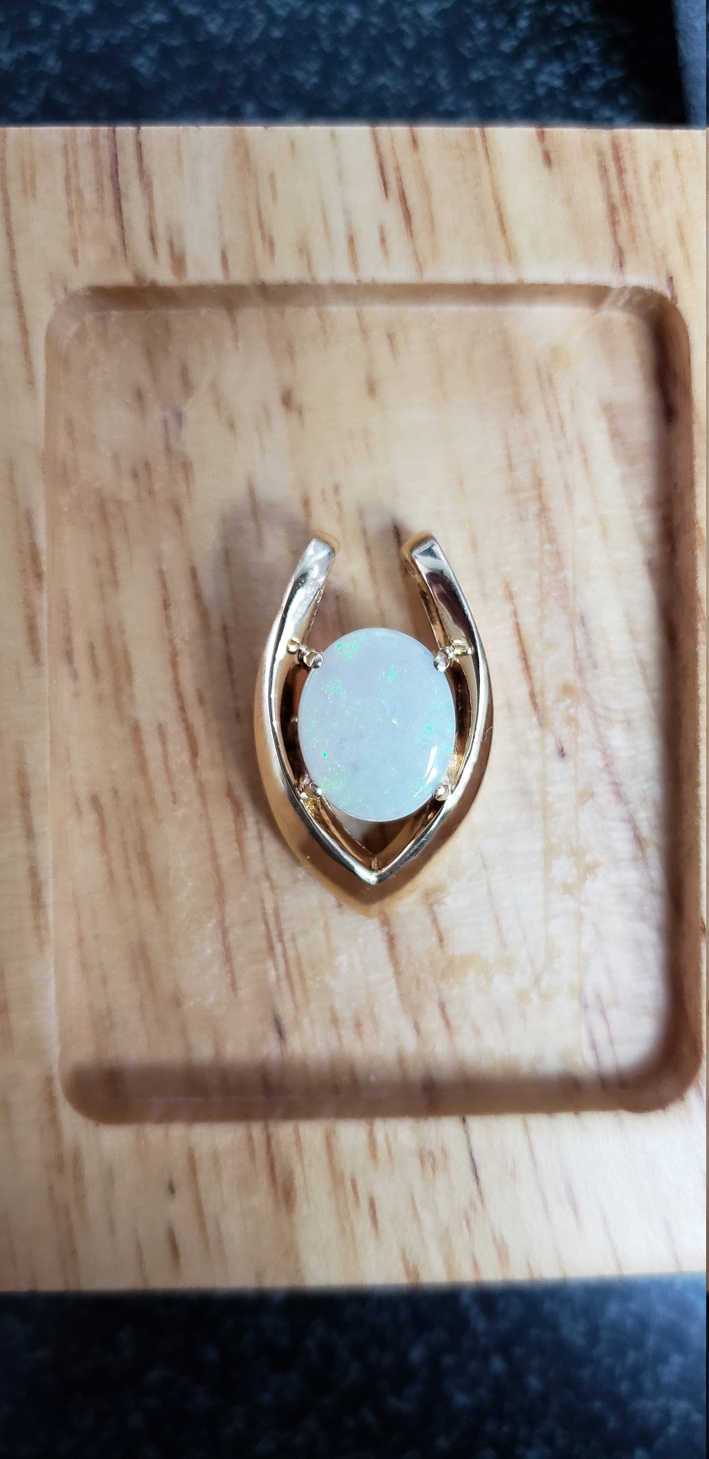 Oval Opal Necklace 14k Yellow Gold