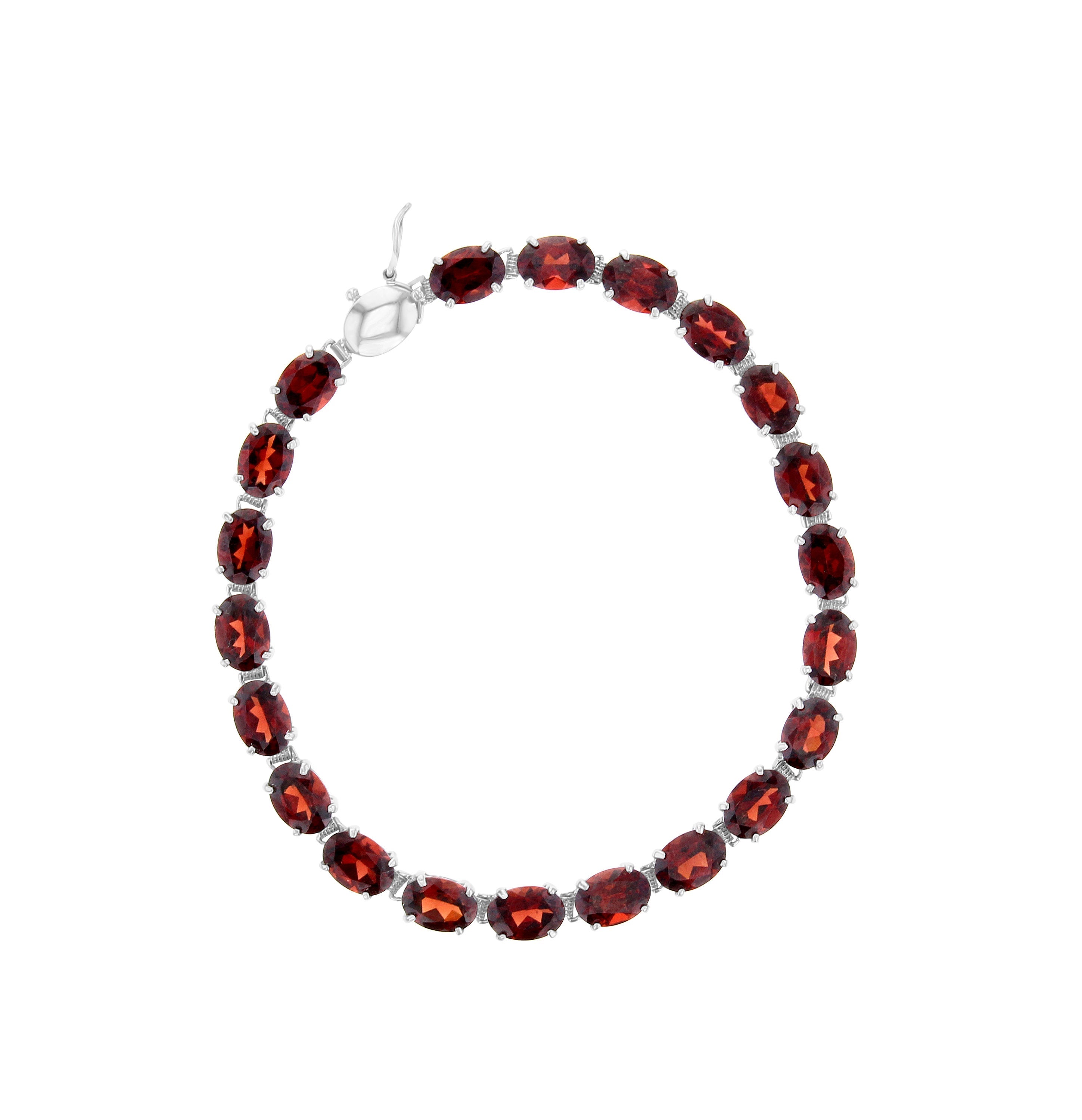 Oval Garnet Tennis Bracelet 21.00cttw 14k White or Yellow Gold