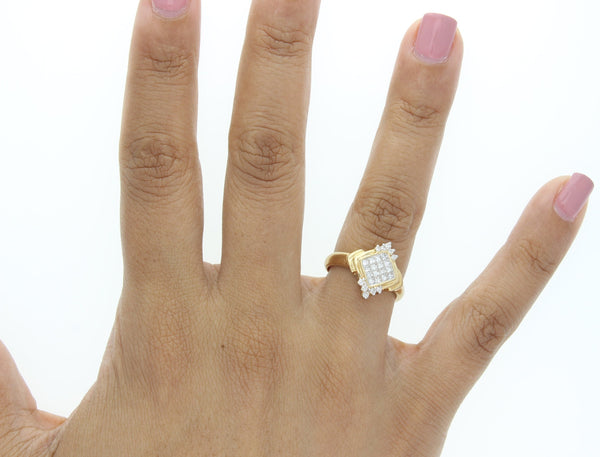 Diamond Cluster Cocktail Ring .50cttw 14k Yellow Gold