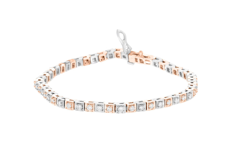 Two Toned Rose & White Gold Diamond Tennis Bracelet 1.57cttw