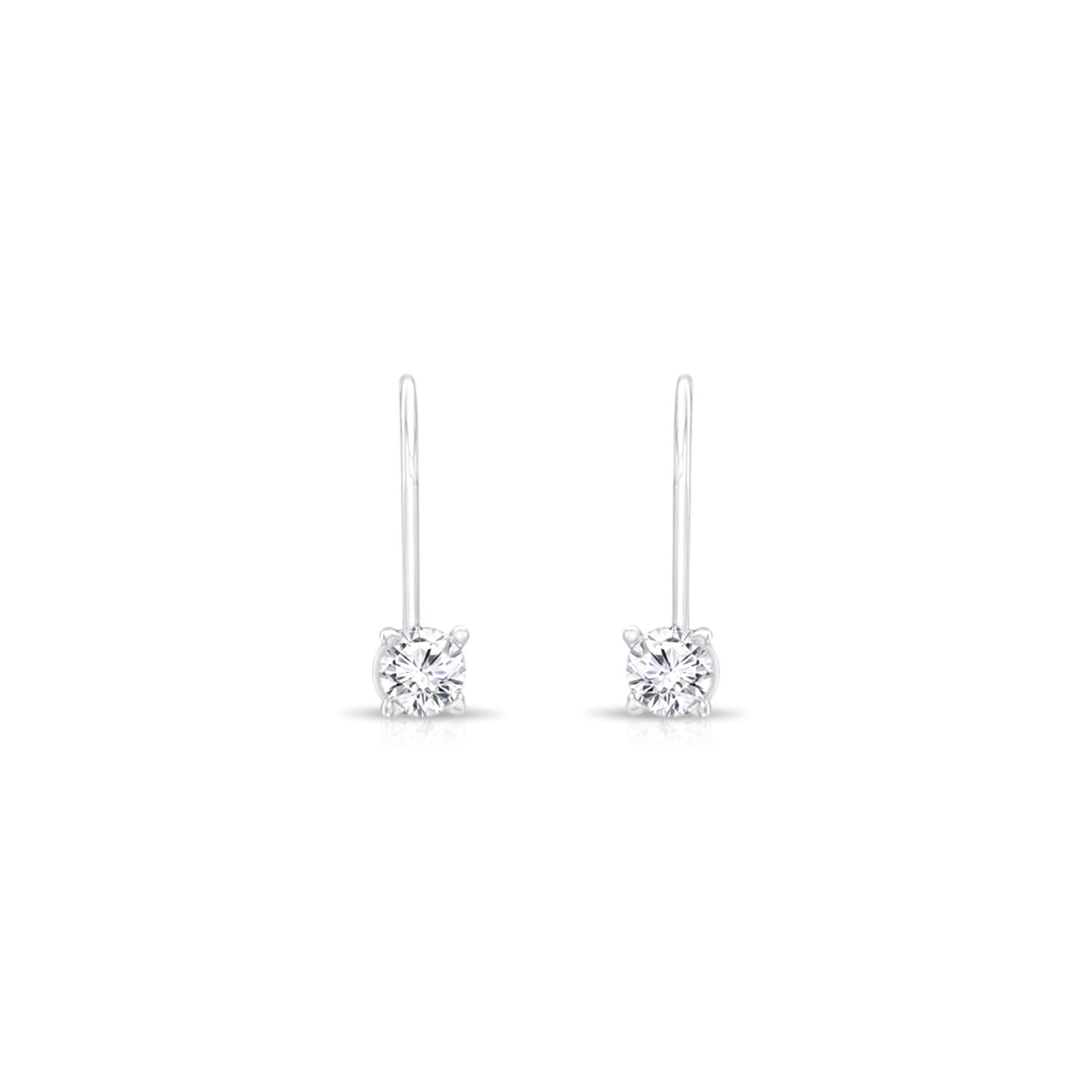 Kidney Wire Diamond Earrings .28cttw 14k White Gold