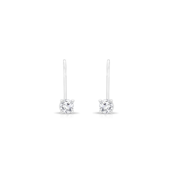 Kidney Wire Diamond Earrings .28cttw 14k White Gold