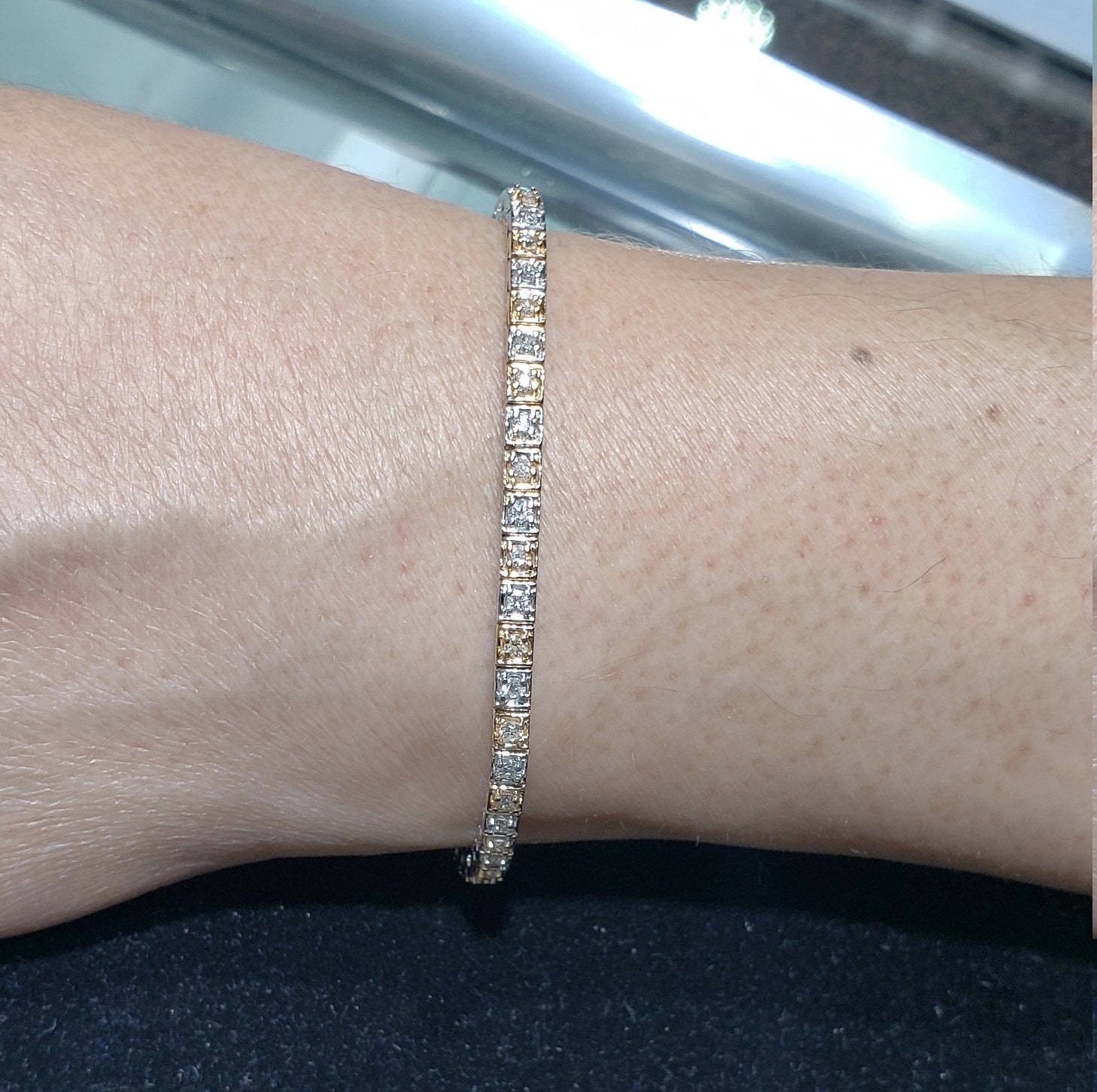 Two Toned Rose & White Gold Diamond Tennis Bracelet 1.57cttw