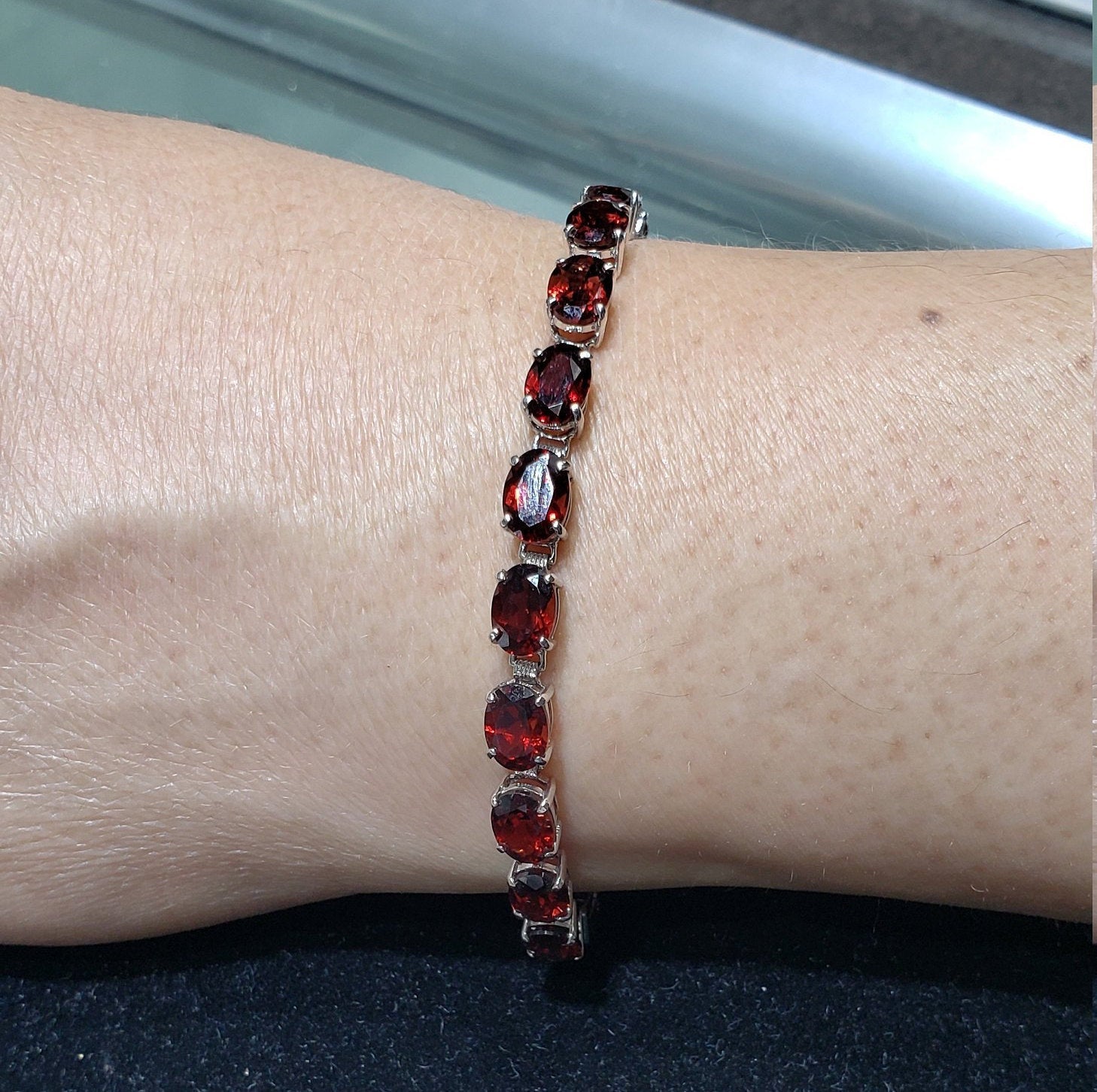 Oval Garnet Tennis Bracelet 21.00cttw 14k White or Yellow Gold