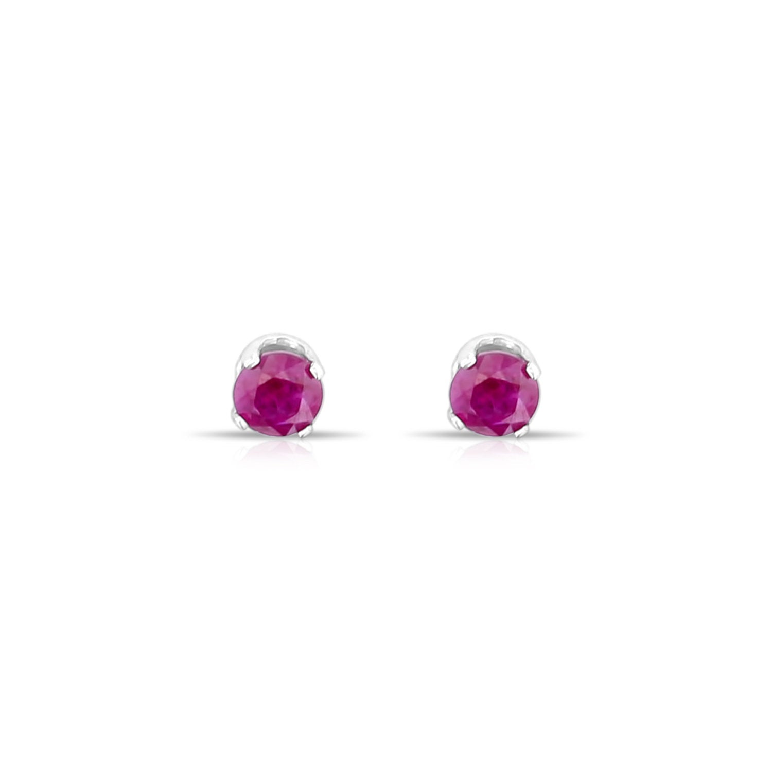 Ruby Stud Earrings 5mm 14k White Gold