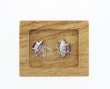 Amethyst Diamond Earrings 14k White Gold