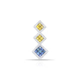 Citrine, Blue Topaz, & Diamond Pave Pendant 2.38cttw 14k White Gold