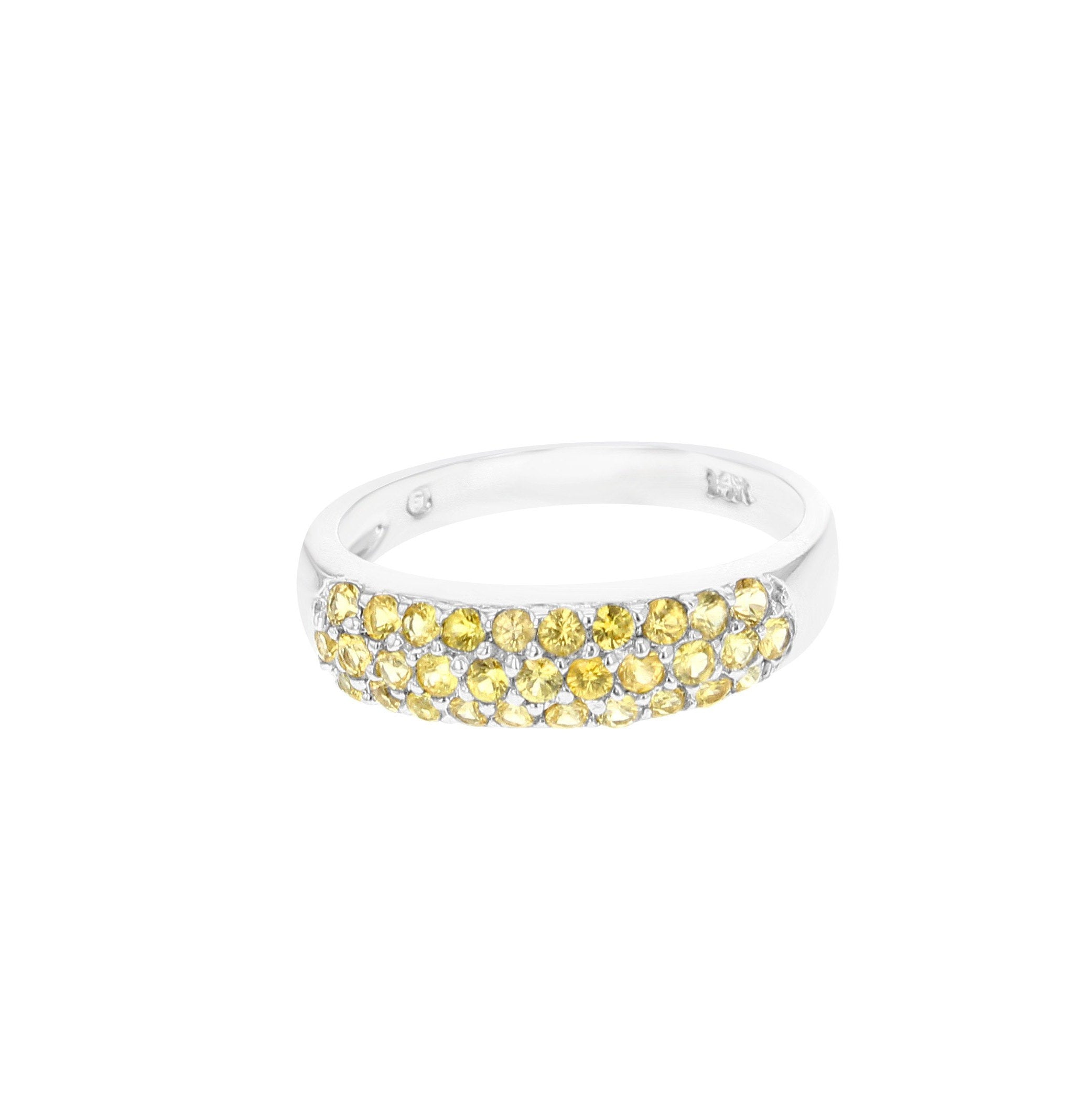 Cluster Citrine Stone Ring 1.00cttw 14k White Gold