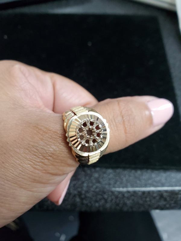 Presidential Rolex Style Cluster Ring .55cttw 14k Yellow Gold (Setting Only)
