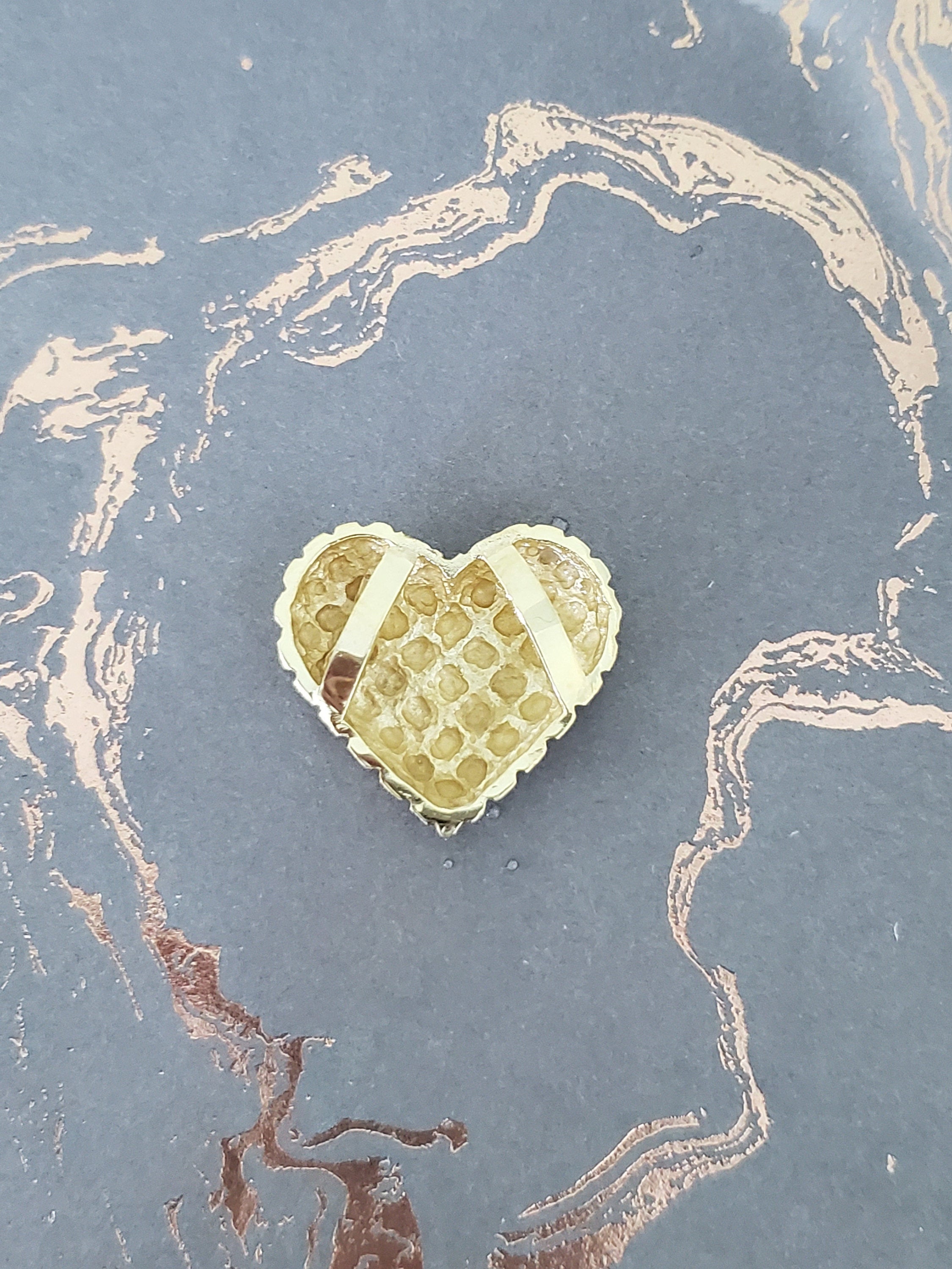 Heart Shaped Bark & Polished Pendant 14k Yellow Gold