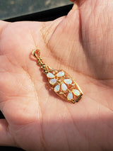 Vase Full of Pear Shaped Opals Necklace 14k Yellow Gold