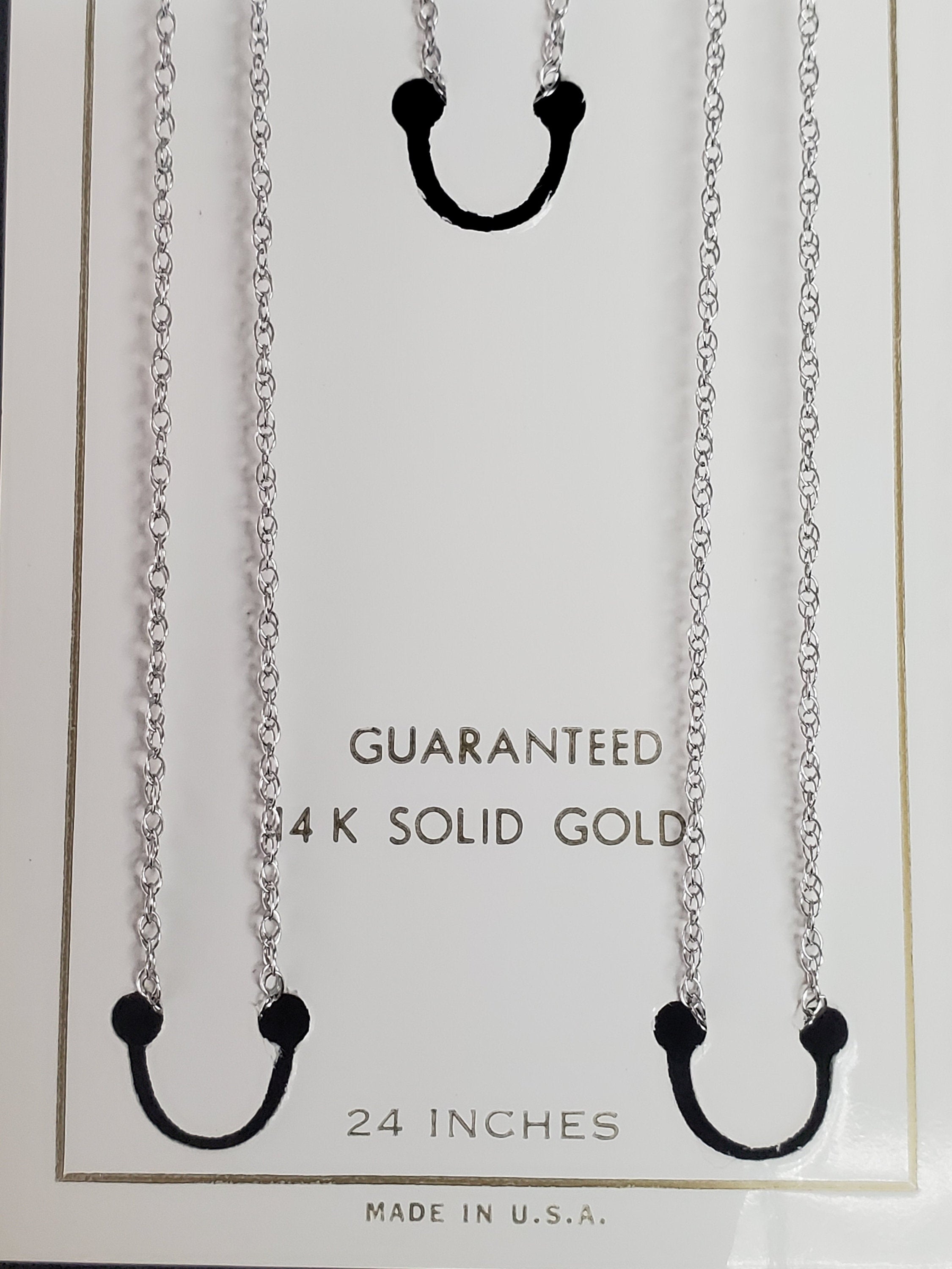 1.15MM Solid Gold Rope Chain 14K Yellow Gold or White Gold