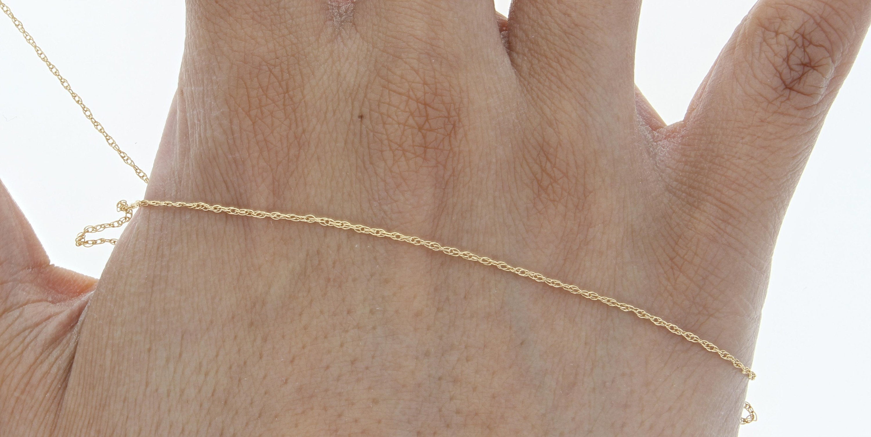 1MM 14K Gold Rope Chain Necklace Yellow Gold or White Gold