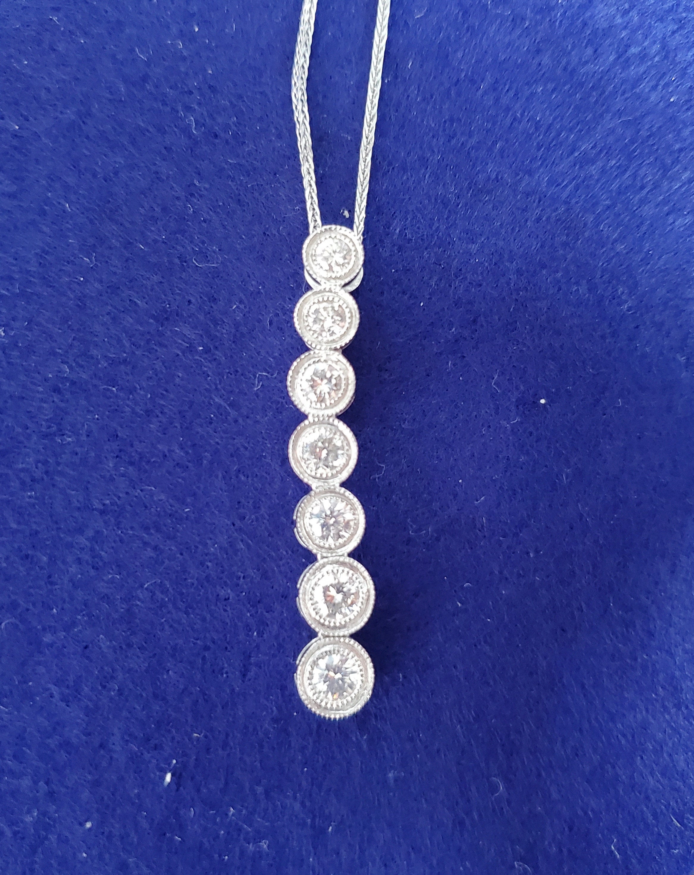 Bezel Setting Diamond Necklace 1.50cttw 14K White Gold