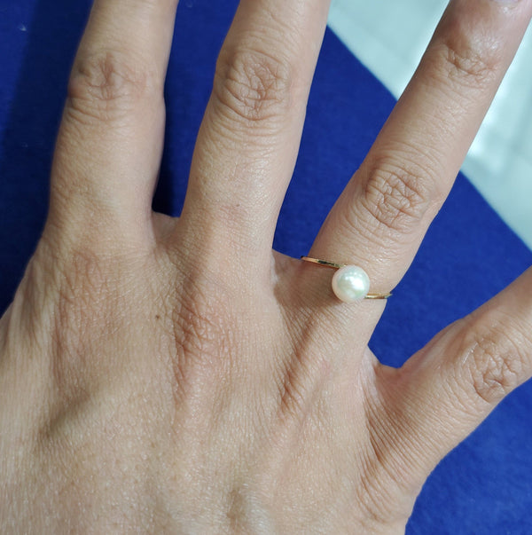 Solitaire Cultured Pearl Ring 14k Yellow Gold