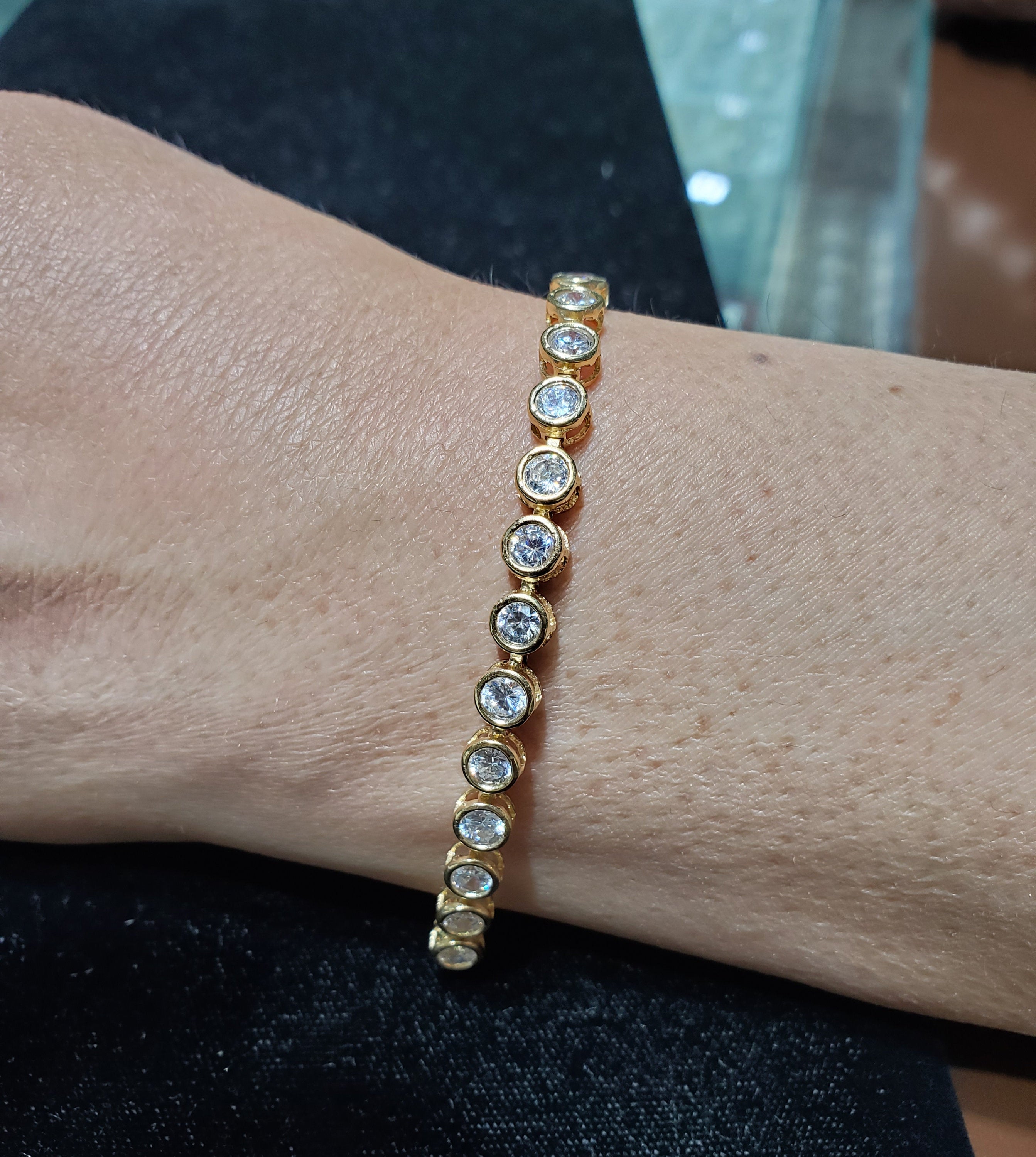 Cubic Zirconia Bezel Tennis Bracelet 7.50cttw 14k White or Yellow Gold