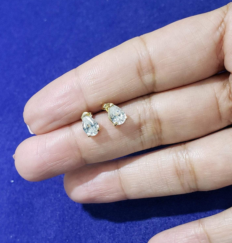 9mm Cubic Zirconia CZ Pear Shaped Tear Drop Studs