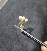 7MM Pearl Ring with Diamonds 14k Yellow Gold