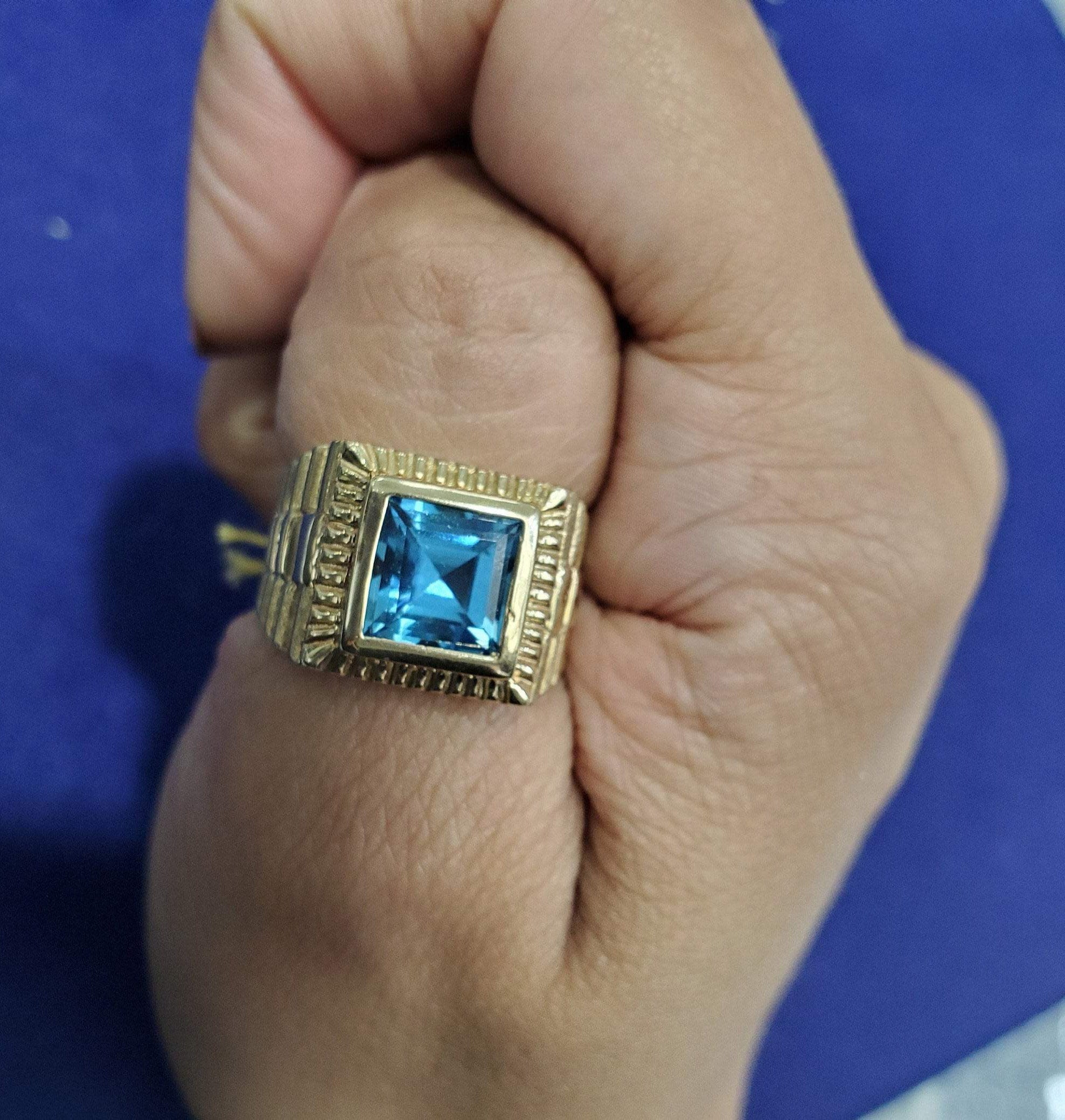 Blue Topaz Ring 14k Yellow Gold