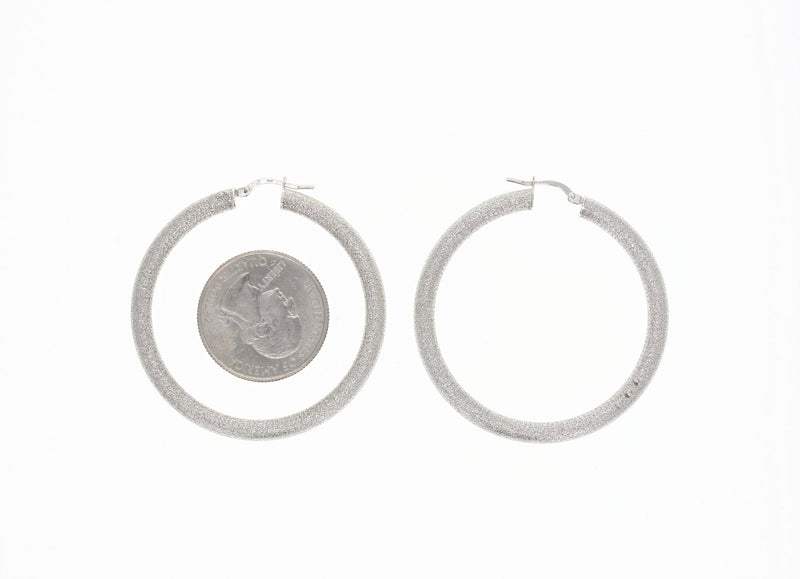 Textured White Gold Hoops