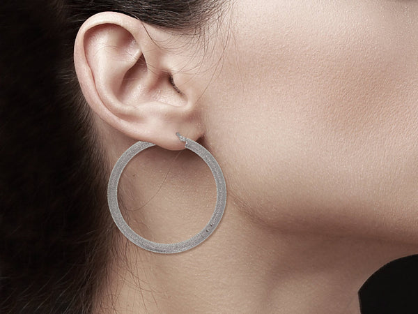 46MM White Gold Hoops