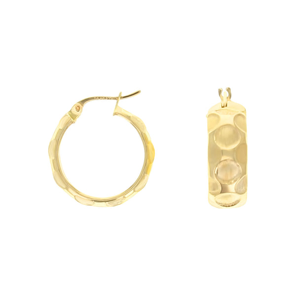 Wide Satin Finish Gold Hoops 14k Yellow Gold