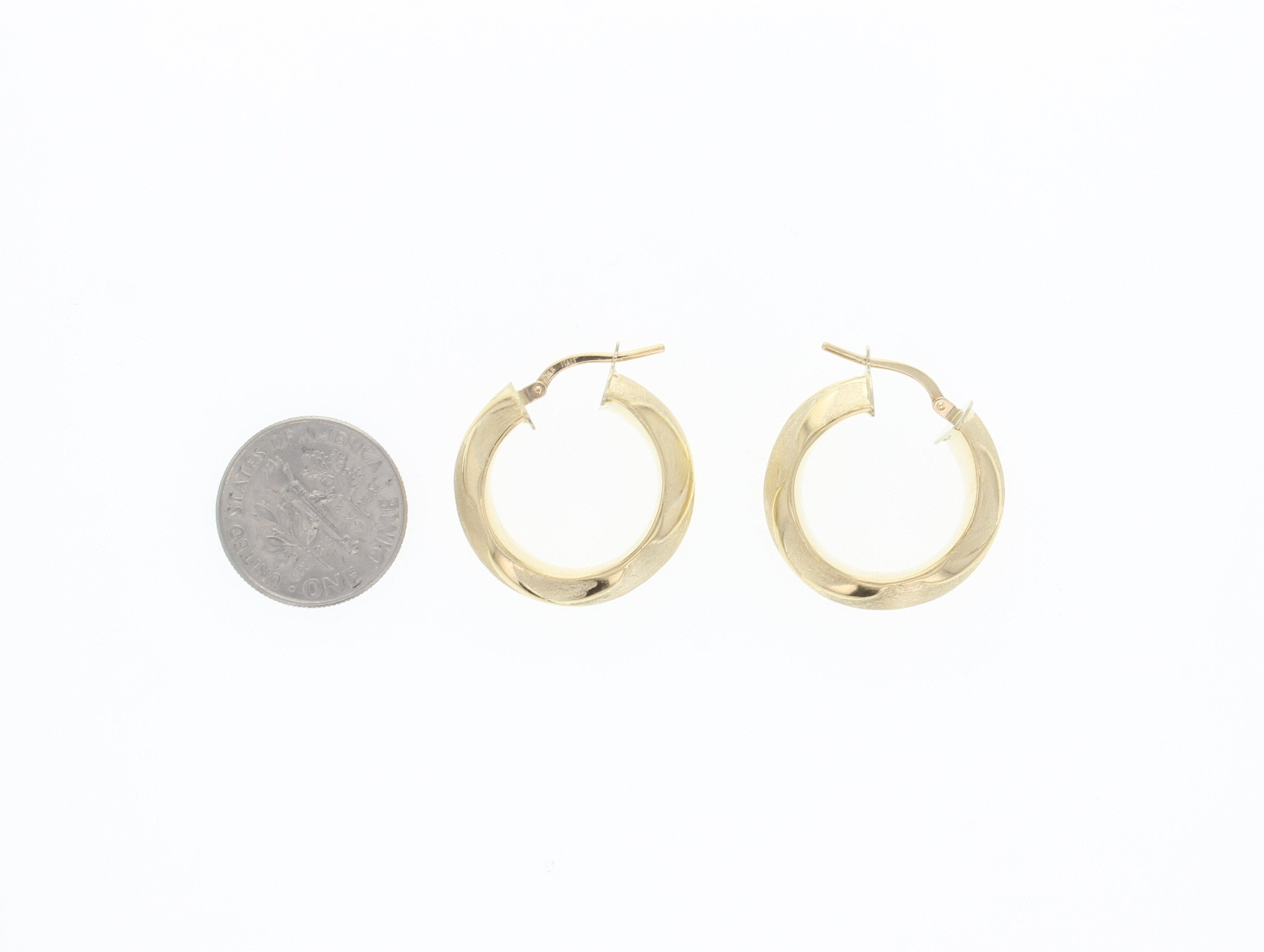 22MM Satin Finish 14k Yellow Gold Classic Hoops