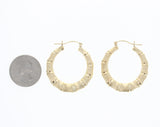 38mm Gold Bamboo Hoops 14k Yellow Gold