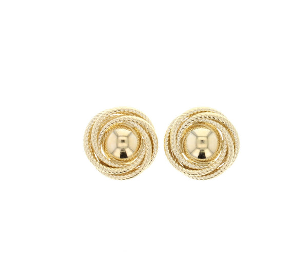 Love Knot Rope Gold Stud Earrings 14k Yellow Gold