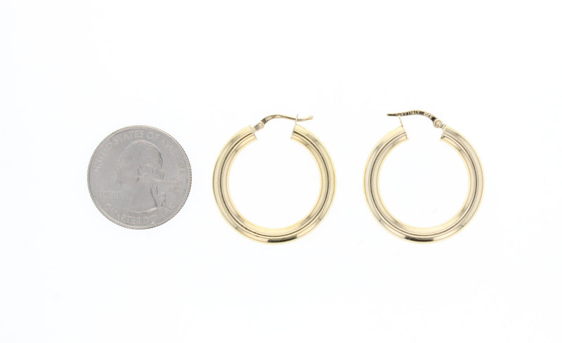 Small Gold Polished Hoops 28mm 14k Yellow Gold