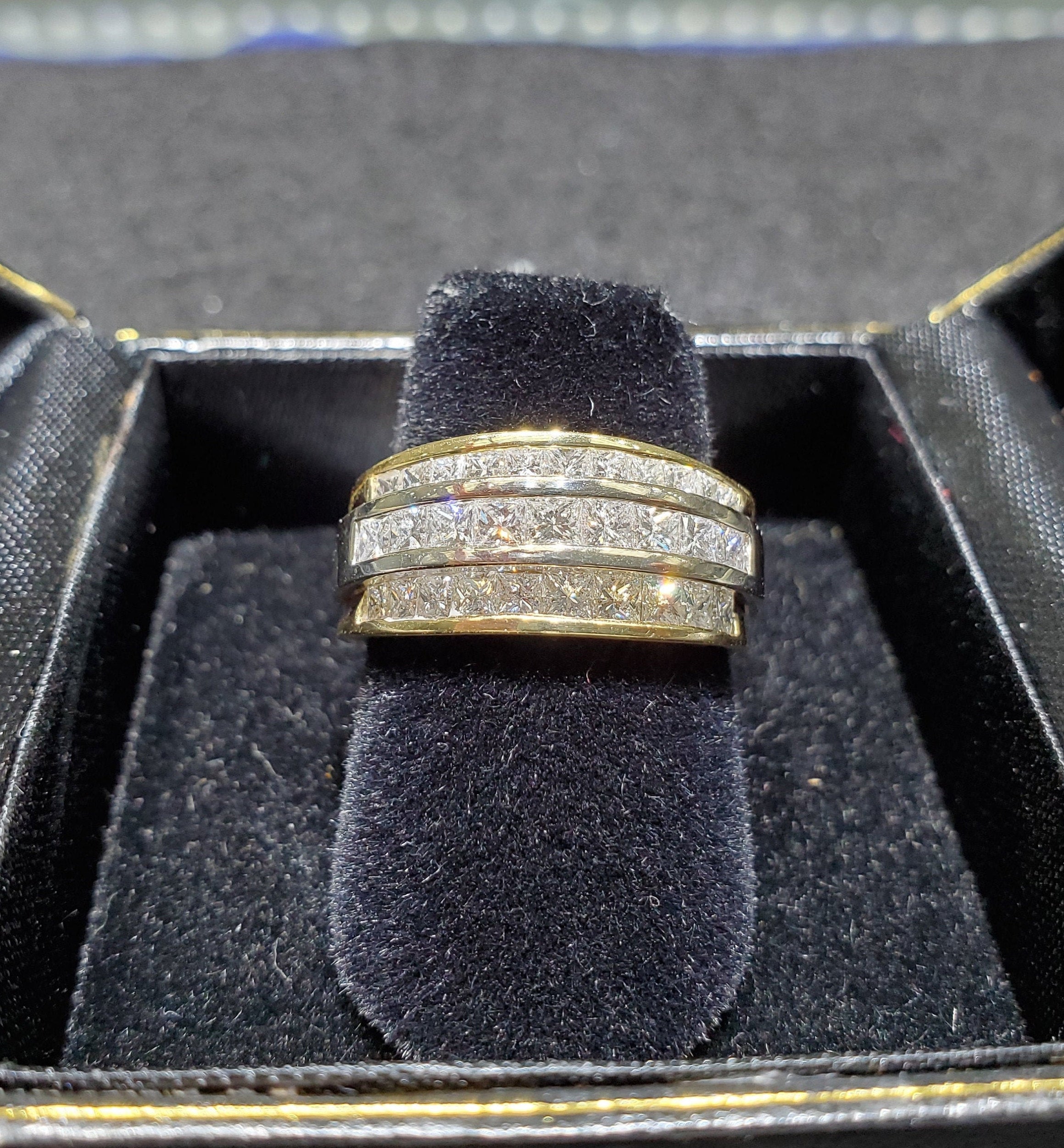 Princess Cut Cocktail Ring 1.68cttw 14k Yellow Gold