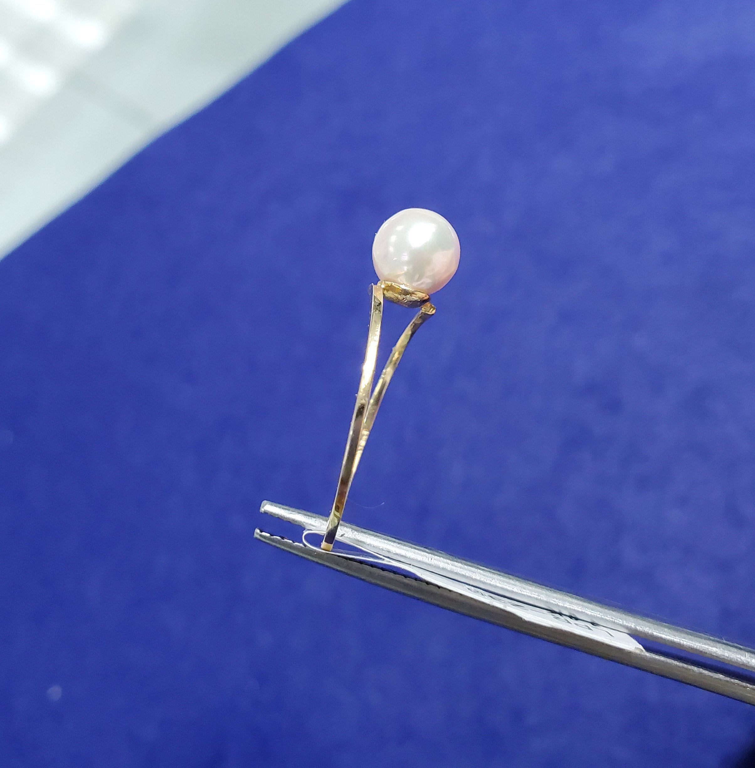 Solitaire Cultured Pearl Ring 14k Yellow Gold