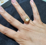 Seashell Shaped Diamond Pearl 14k Yellow Gold Ring