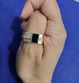 Onyx Diamond Signet Ring .18cttw 14k Yellow Gold