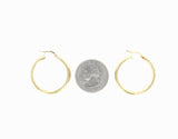 Hammered Hoop Earrings 30mm 14k Yellow Gold