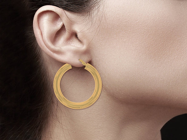 Small Gold Polished Hoops 28mm 14k Yellow Gold