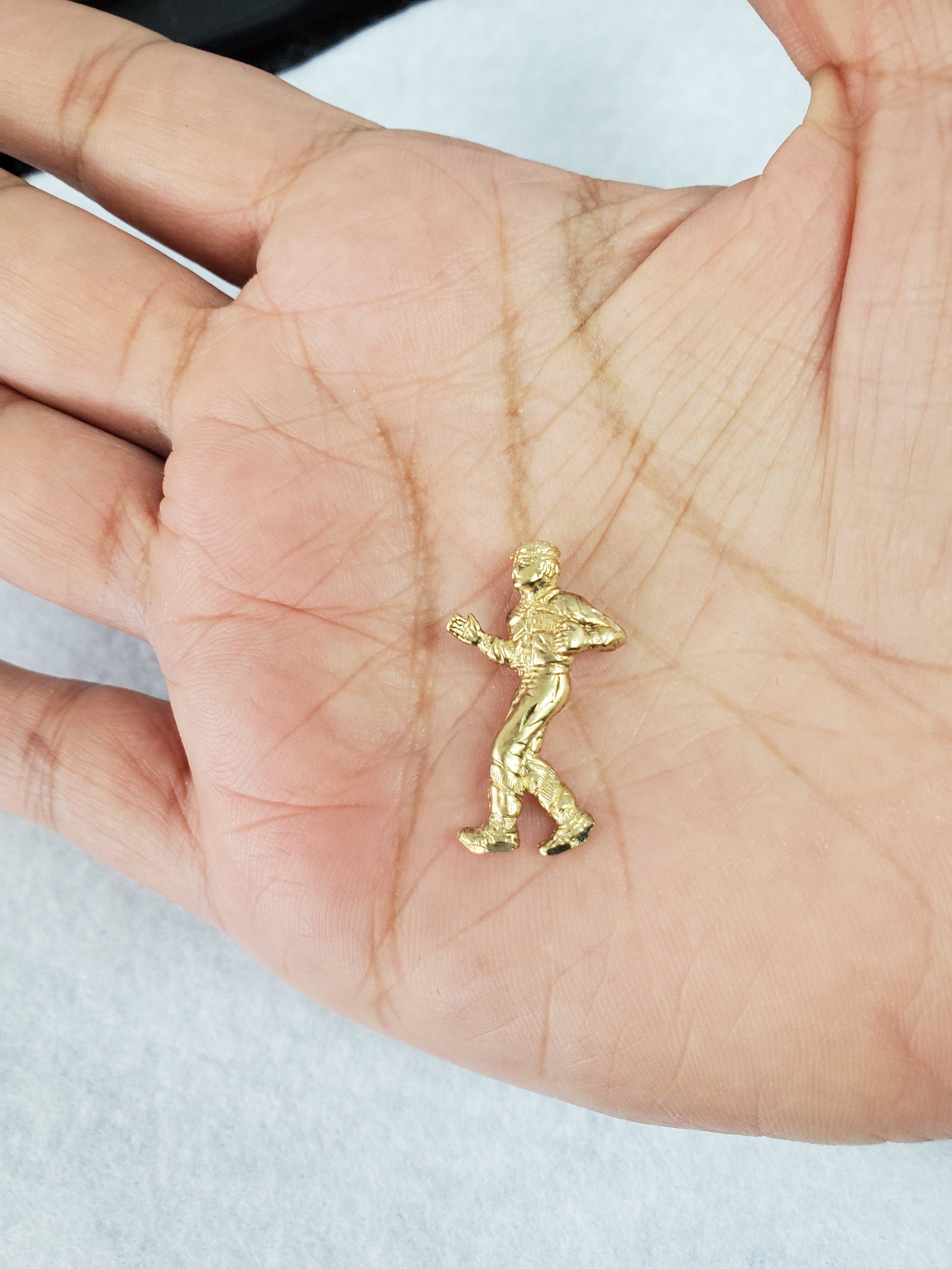 Gold Running Man with Diamond Cuts Charm/Pendant 14k Yellow Gold